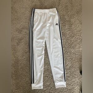 adidas White Kids Joggers with Black Triple Stripes